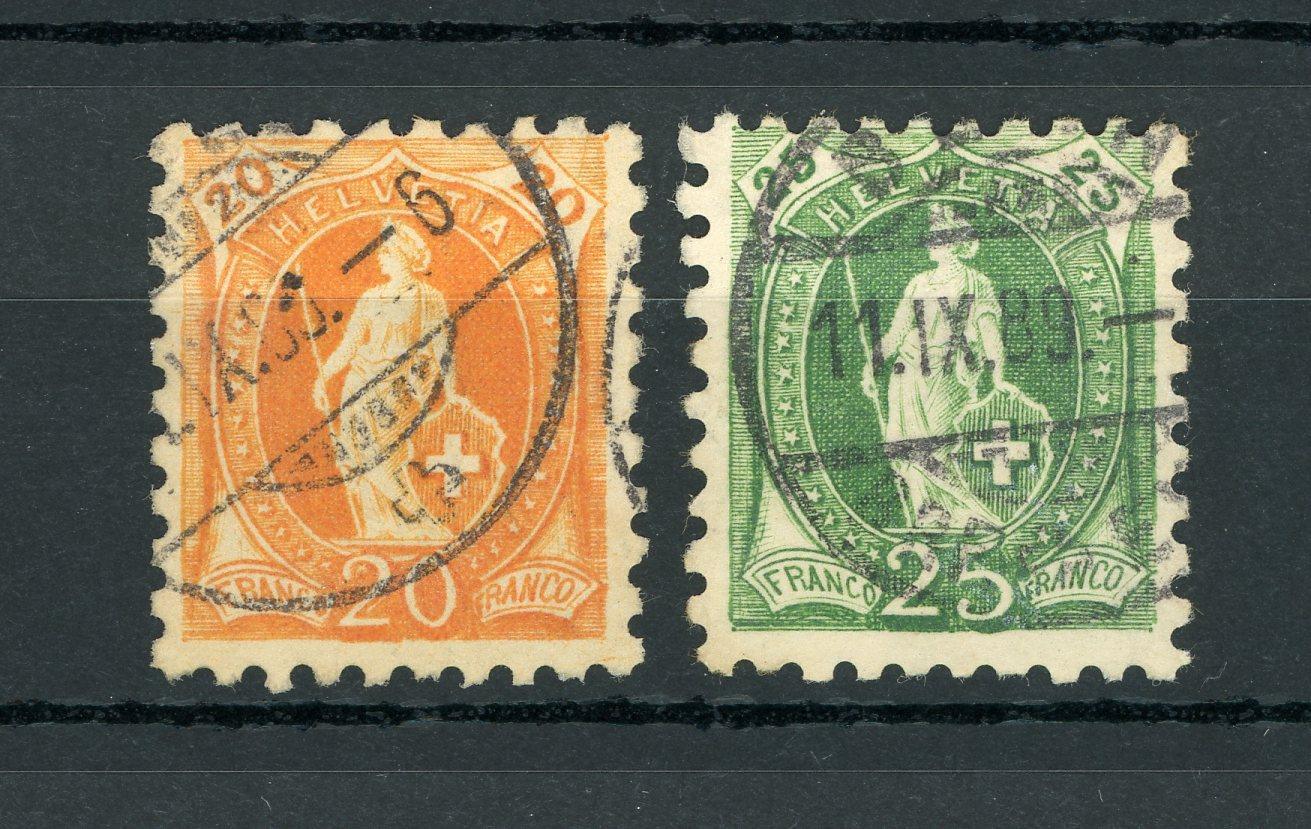 Suisse 1888 - 1er choix, dentelé 9 et demi, 20cts et 25cts - Yvert n°81/82 - Timbres-Et-Passion