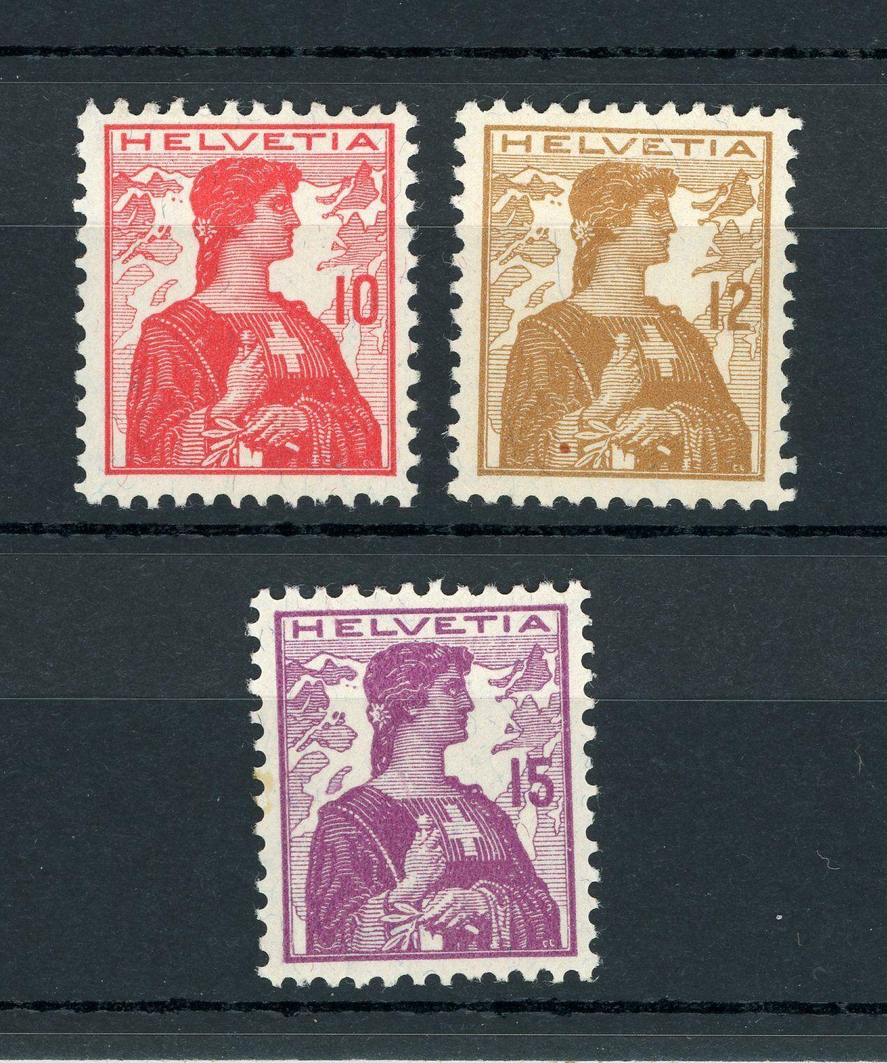 Suisse 1909 - Fragment de soie et filigrane B - Yvert n°131/133