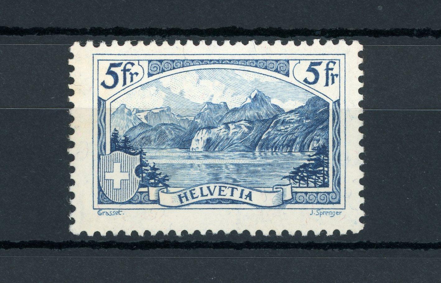 Suisse 1928 - Qualité Luxe, sans charnière, 5Frs bleu - Yvert n°230 - Timbres-Et-Passion