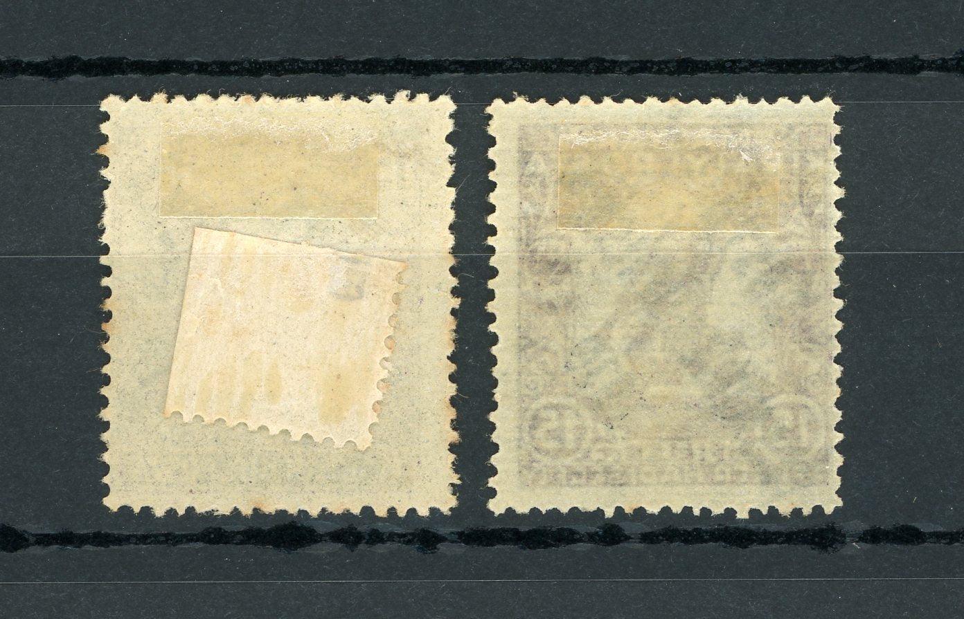 Tchécoslovaquie 1919 - Les 2 types du 15Fi violet - Yvert n°81/82 - Timbres-Et-Passion