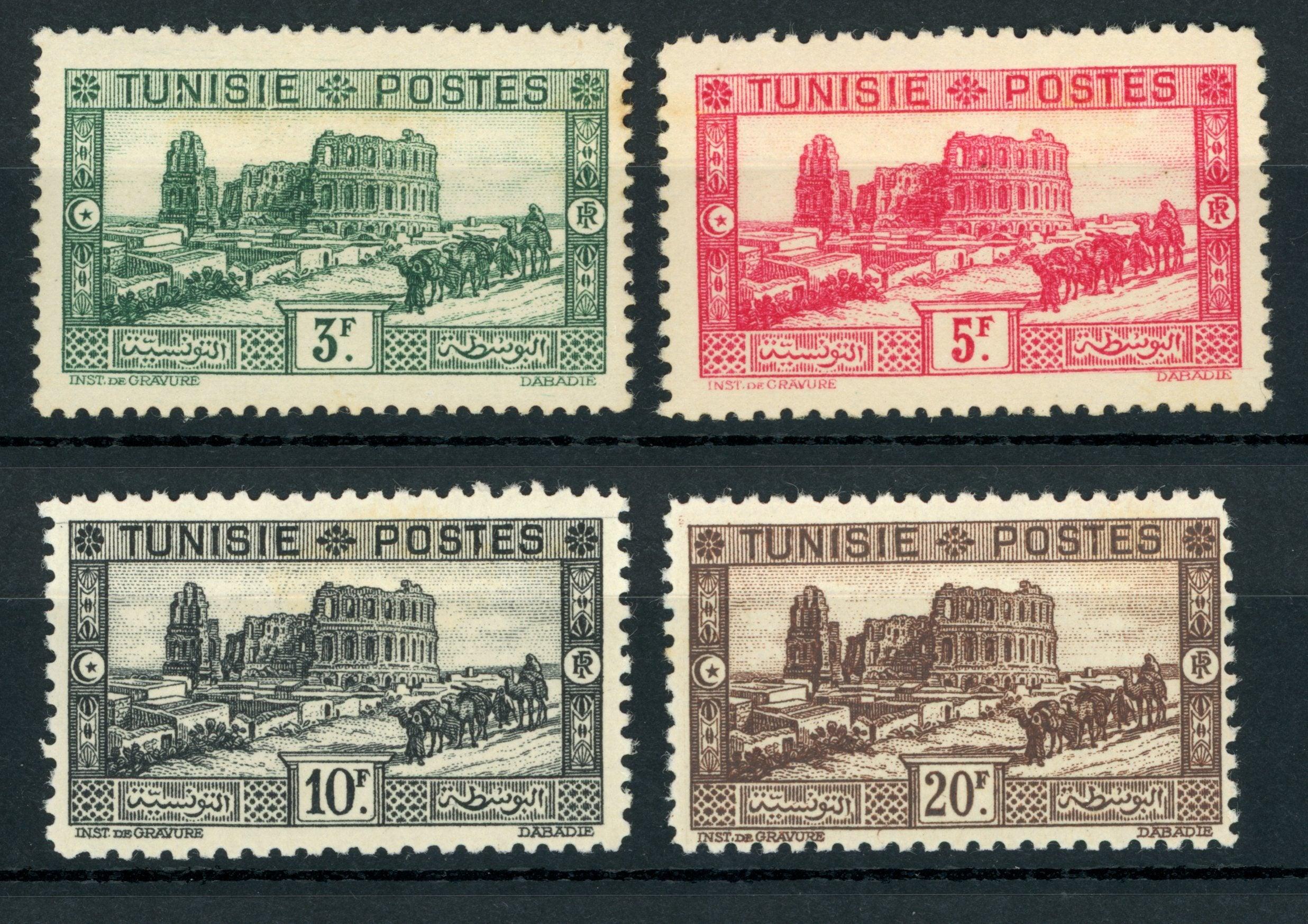 Tunisie 1931/1933 - Signé Brun, série Yvert n°177/180 - Timbres-Et-Passion