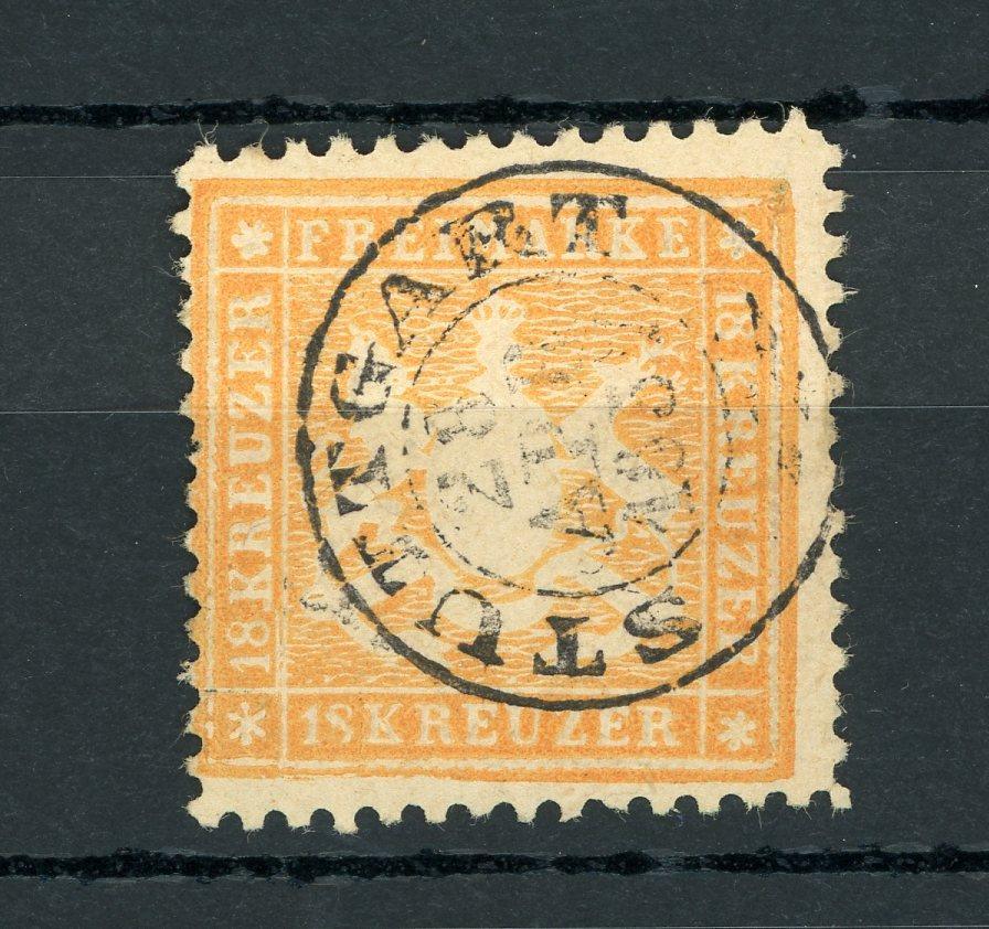 Wurtemberg 1863 - Dentelé 10, 18k orange - Yvert n°29 - Timbres-Et-Passion