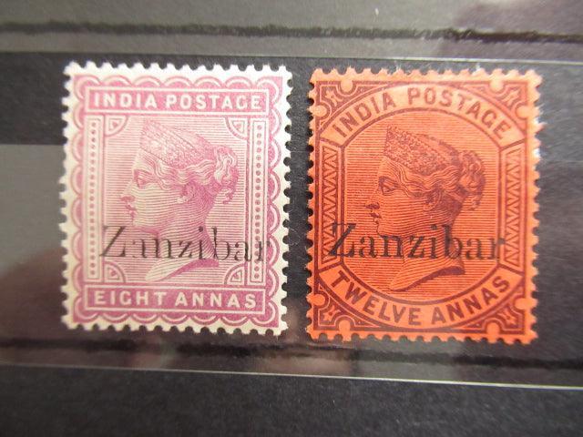 Zanzibar 1895 - Timbres de l'Inde anglaise surchargés - Yvert n°9/10 - Timbres-Et-Passion